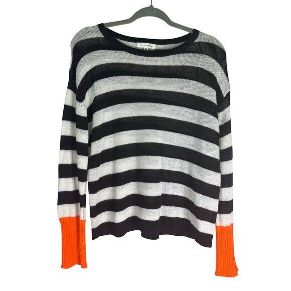 Striped Contrast Sweater With Orange Cuffs By Little Lies Anthropologie - Picture 10 of 11